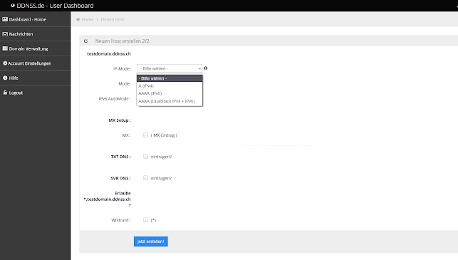 Abbildung 3: Die Konfiguration des neuen Hosts