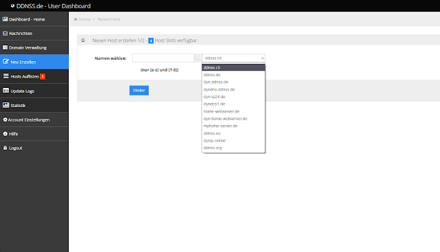 Abbildung 2: Einen neuen Host erstellen auf ddnss.de