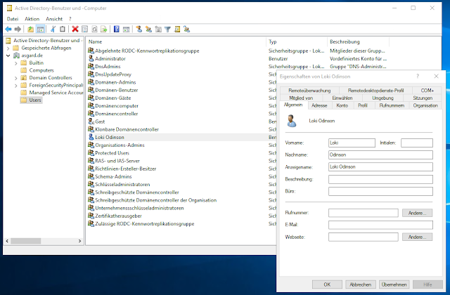 Abbildung 1: AD Benutzerverwaltung