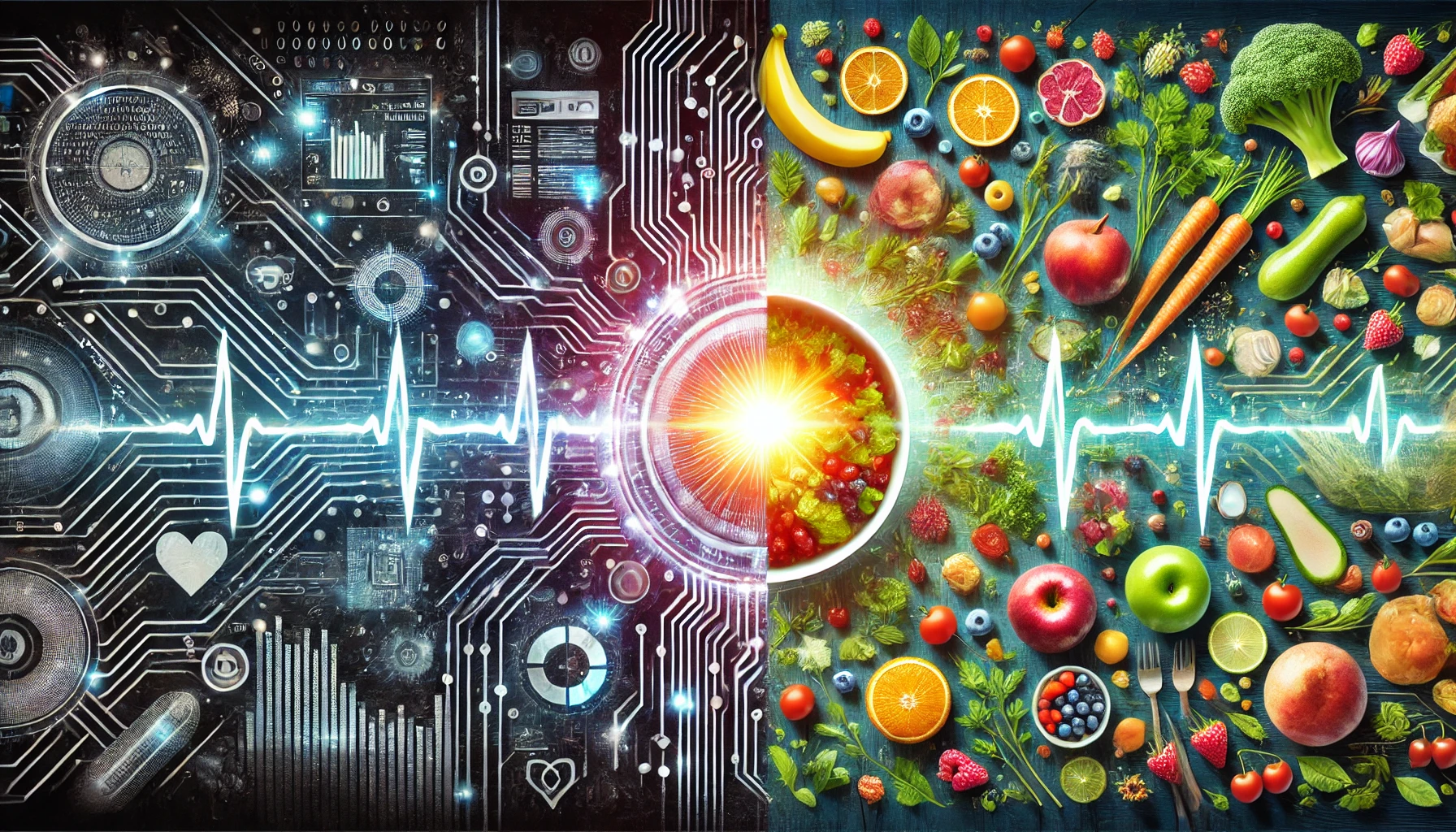 Man sieht die harmonische Verbindung zwischen Technologie und gesunder Ernährung